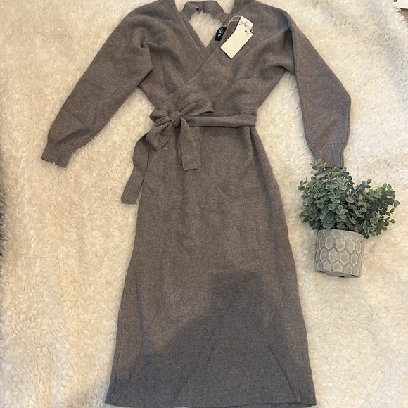 VICI Drape Long Sleeve Wrap Sweater Dress - Picture 3 of 5